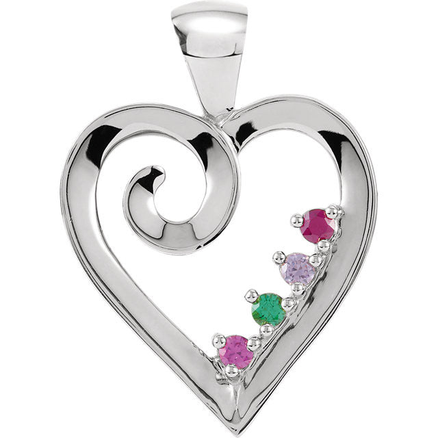 Personalized Heart Necklace With Two Birthstones For Her